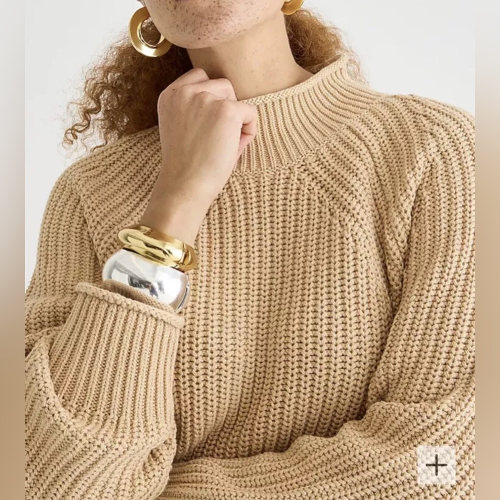 J. Crew Cotton Ribbed Rollneck Pullover Sweater In Sandy Beach XS - Picture 3 of 10
